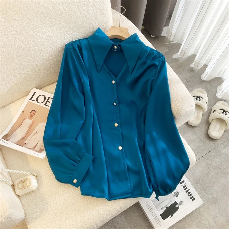 Sarah Collar Long Sleeve Top Blouse